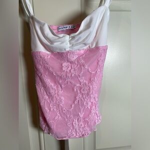 Lucy in the Sky Pink and White Lace Top